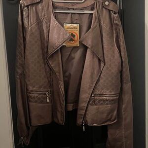 Jou Jou Women's Brown Faux Leather Jacket